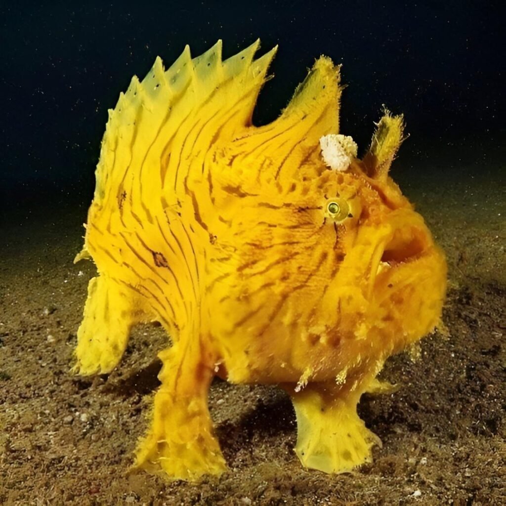 Nadadeiras do peixe sapo peludo.